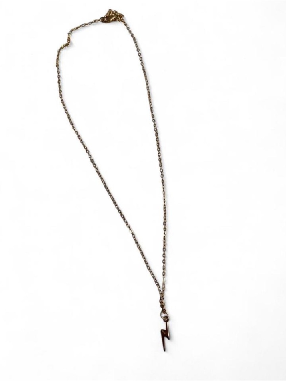 Gold Tone Lightning Bolt Necklace